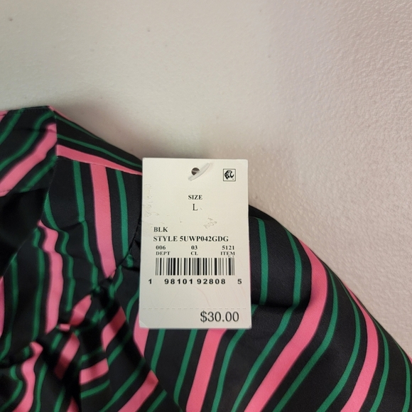 Wicked Paul Tazewell Bubble Mini Skirt Black Green Pink Stripes Size L - Picture 5 of 8